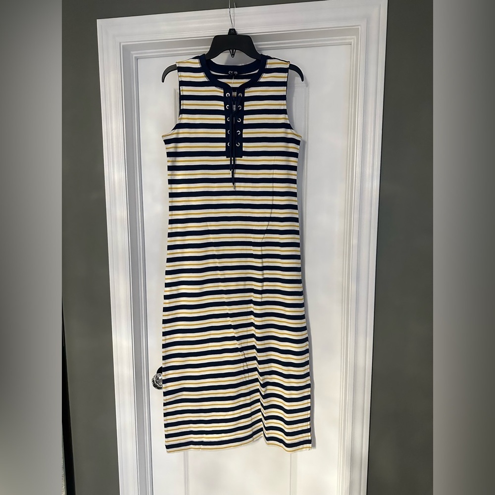 Chaps long stripe dress